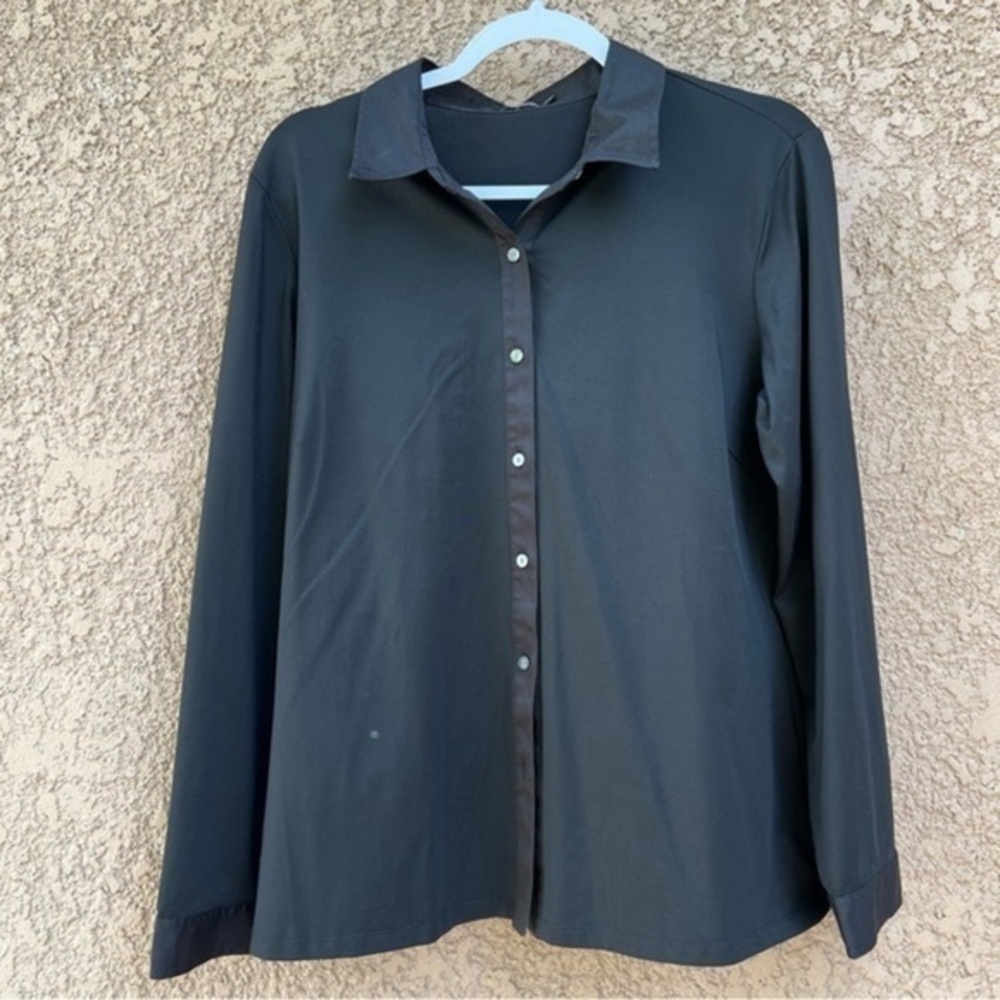 J. McLaughlin Shirt Womens XL Jersey Stretch Blouse Top Lightweight Minimalist‎